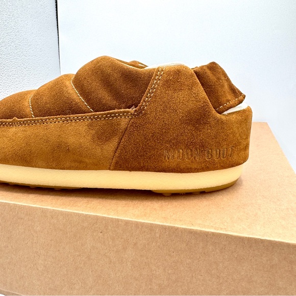 NWT Moonboot Suede Leather Slide Slippers Brown Cognac Unisex Shoes Brand New - Picture 12 of 16